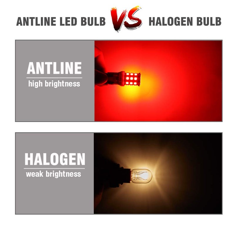 Antline 7443 7440 T20 992 7441 7444 W21W LED Bulbs Brilliant Red, 12-24V Super Bright 800 Lumens Replacement for Tail Brake Lights, Turn Signal Lights, Parking Light (Pack of 4) - Image 3
